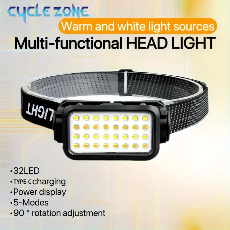 Outdoor Adventure At - Linterna Frontal Recargable con 32 LED,