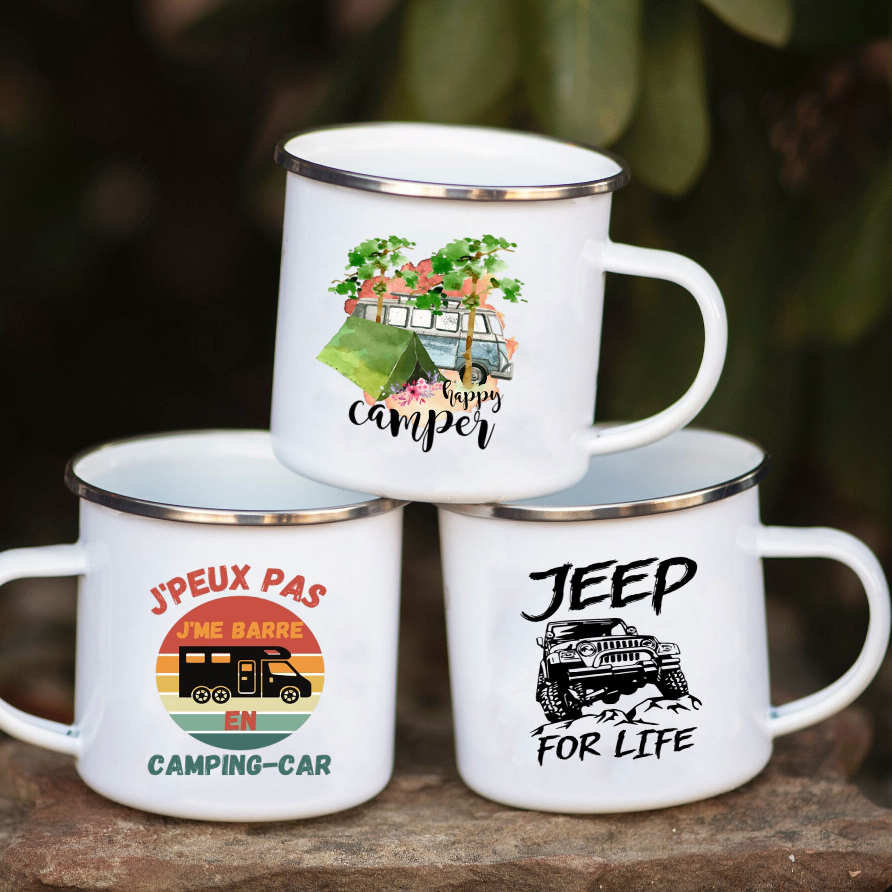 Outdoor Adventure And Travel - Taza de Esmalte para Autocaravana, Taza